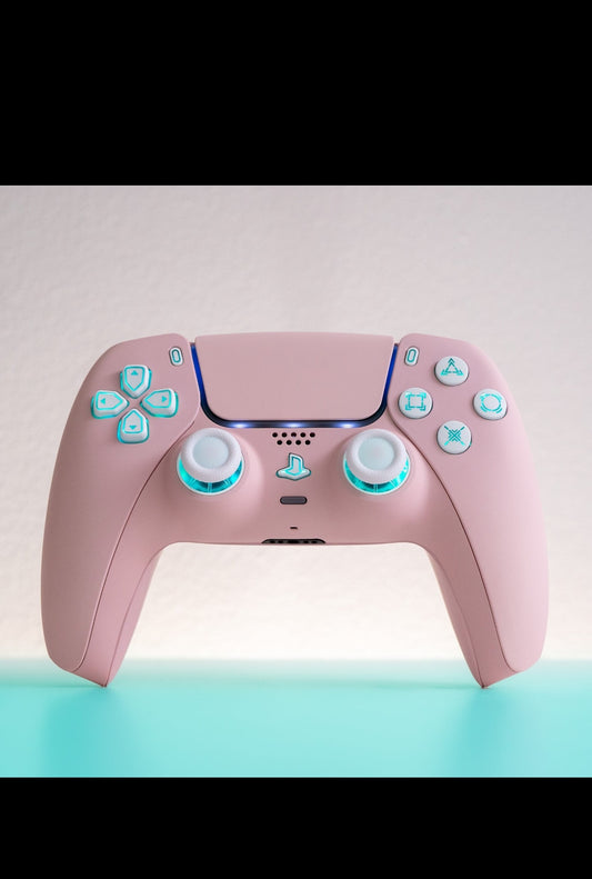 Powder Pink and White with LEDS,TMR Joysticks